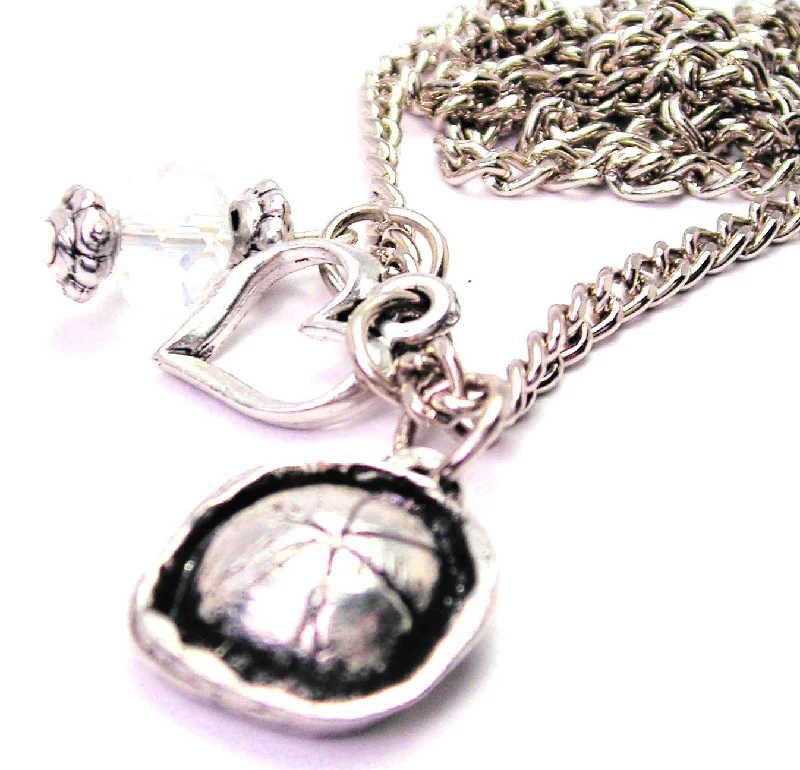 Diamond Pendant Necklace-Sailors Hat Necklace with Small Heart