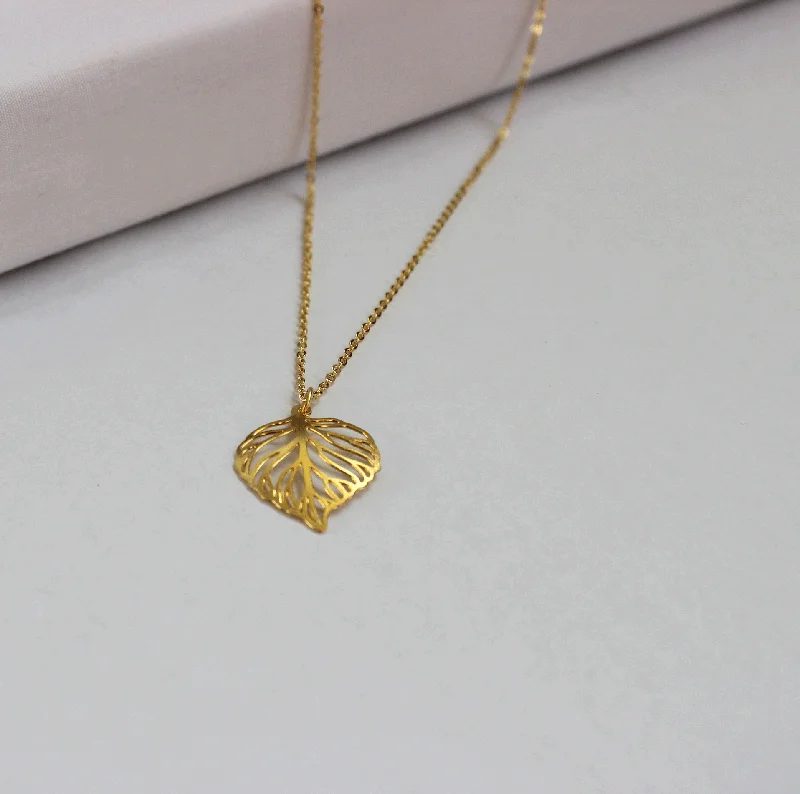 Large Stone Necklace-Aspen Leaf Necklace