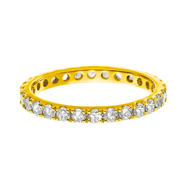 Elegant Wedding Ring Set-Josephine Band Yellow Gold White Diamond 2mm