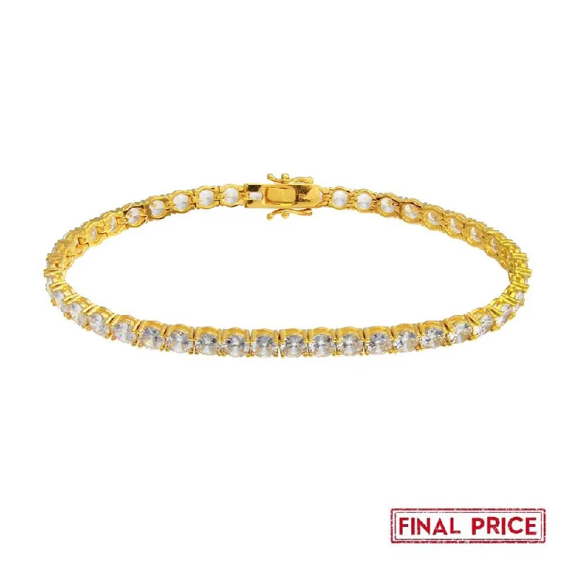 Retro Style Bracelet-Gold Plated 925 Sterling Silver Round CZ Tennis Bracelet 5mm - GMB00087GP