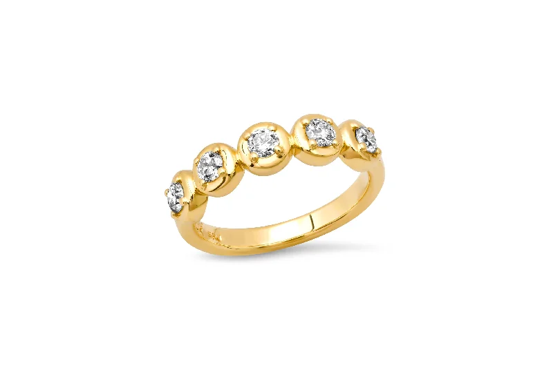 Diamond Wedding Ring Set for Women-Round 5 Diamond Cloud Ring