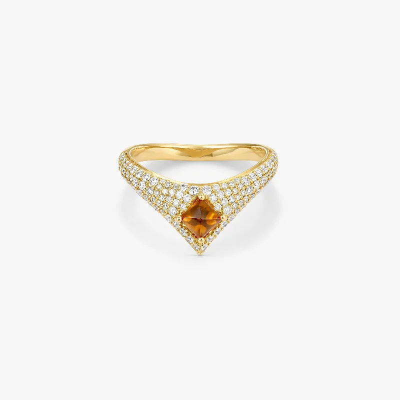 Designer Engagement Ring-Tidal Citrine Ring