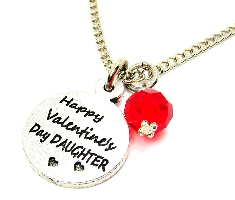 Black Onyx Necklace-Happy Valentines Day Daughter Single Charm Necklace