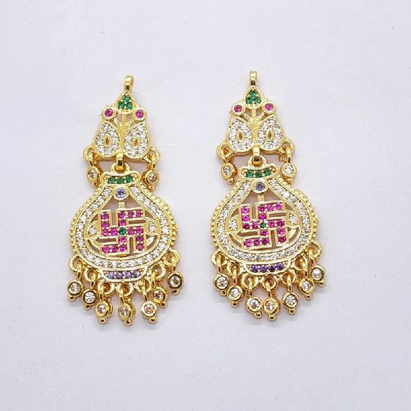 Wedding Earrings for Bride-Raiyaraj Gold Plated American Diamond Micro Plating Pack of 3 Dangler Designer Earrings