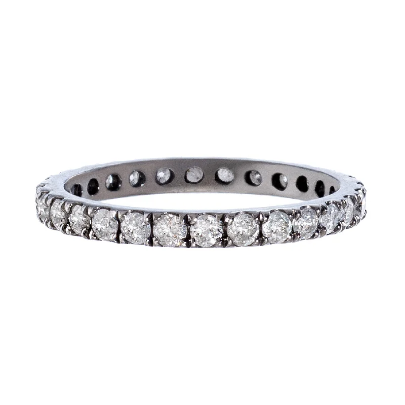 Solitaire Diamond Ring for Engagement-Josephine Band Silver Diamond 2mm