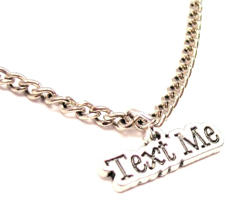 Gold Choker Necklace-Text Me Single Charm Necklace