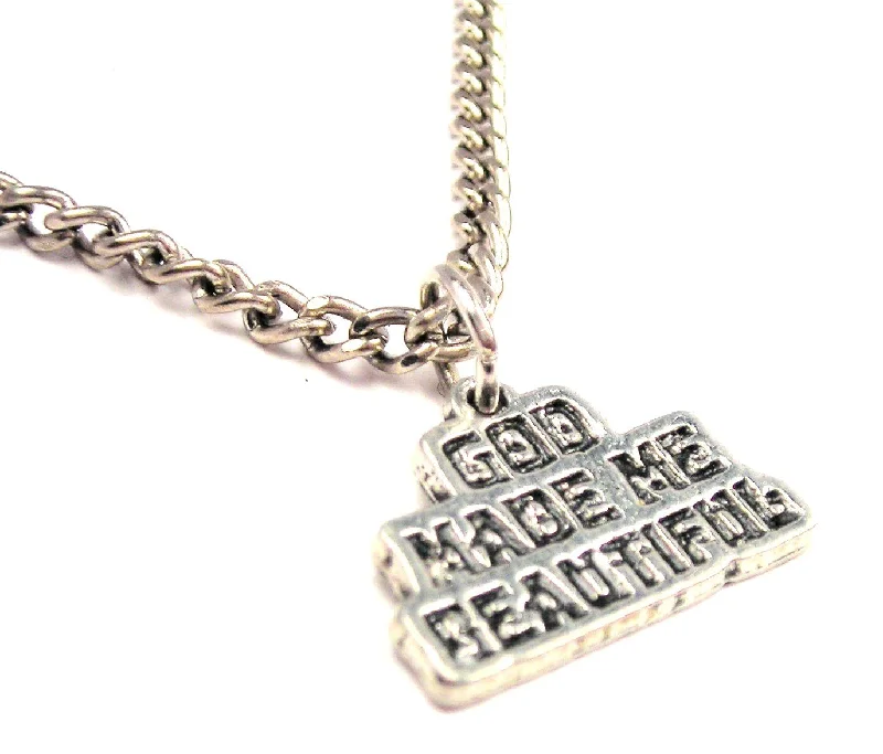 Vintage Diamond Necklace-God Made Me Beautiful Single Charm Necklace