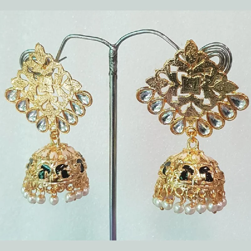 Simple Gold Earrings-Shreeji Gold Plated Jhumki Earrings