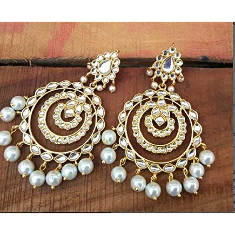 Stylish Drop Earrings-Etnico Traditional Metal Gold Plated and Pearl Chand Bali Earrings for Women & Girls, (E2855W)