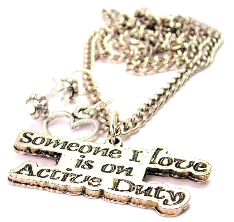 Star Pendant Necklace-Someone I Love Is On Active Duty Necklace with Small Heart