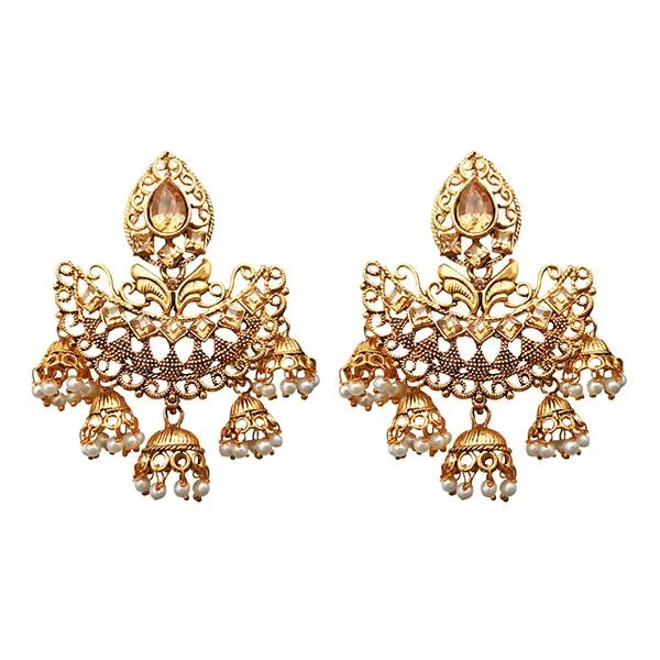 Women’s Crystal Earrings-Kriaa Gold Plated Brown Austrian Stone Dangler Earrings - 1310544