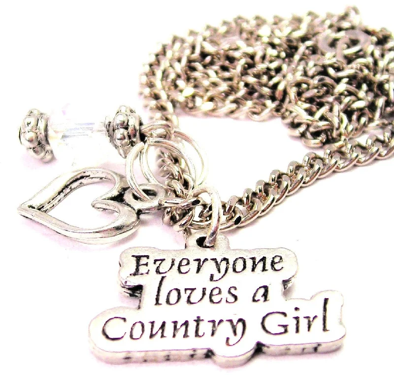 Choker Necklace for Women-Everyone Loves A Country Girl Necklace with Small Heart