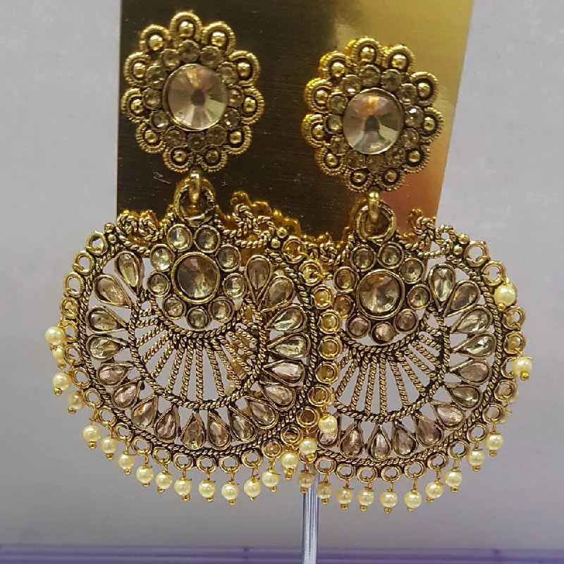 Round Shape Earrings-Shreeji Austrian Stone Gold Plated Dangler Earrings-ShreejiEar17