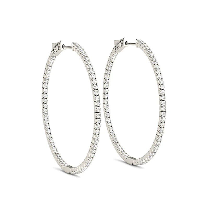 Casual Stud Earrings-Inside-Out 1.25 ctw Diamond Hoop Earrings "U" Prong Set