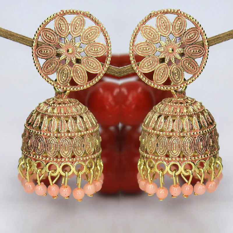 Contemporary Hoop Earrings-Mahavir Gold Plated Meenakari Jhumki Earrings