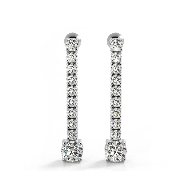 Sweet Earrings for Kids-1.35 ctw. Round Diamonds Dangle Drop Earrings