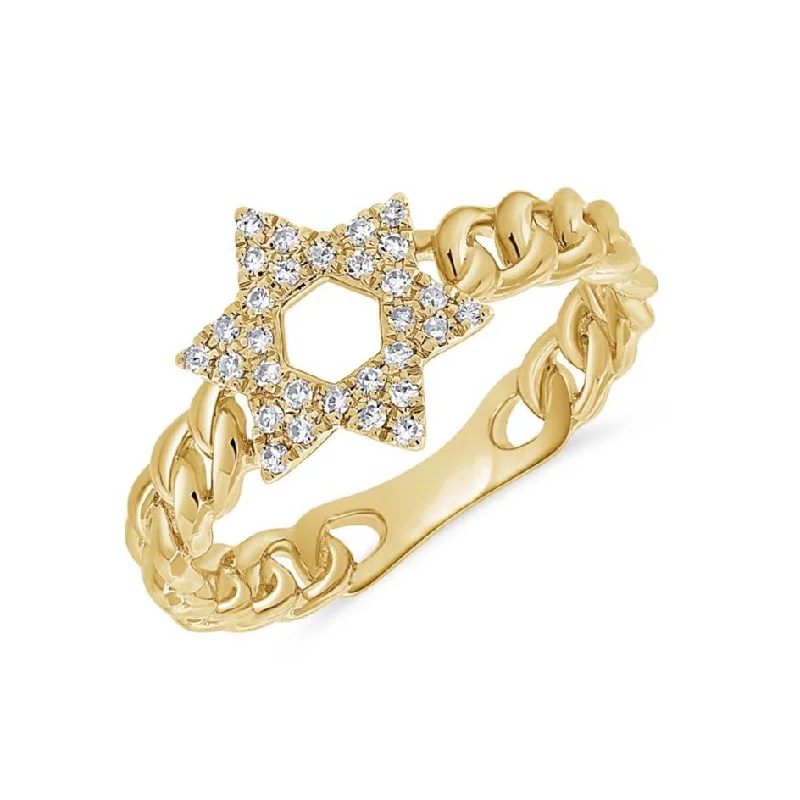 Luxury Diamond Engagement Ring-Diamond Star of David on Cuban Ring