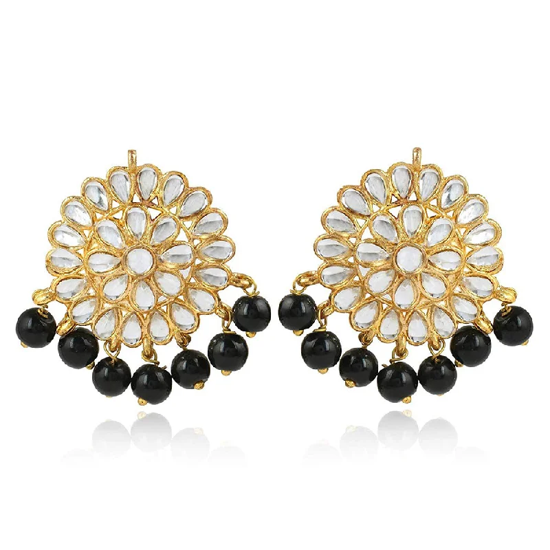 Elegant Drop Earrings-Etnico Gold Plated Traditional Kundan & Pearl Stud Earrings for Women (E2858B)