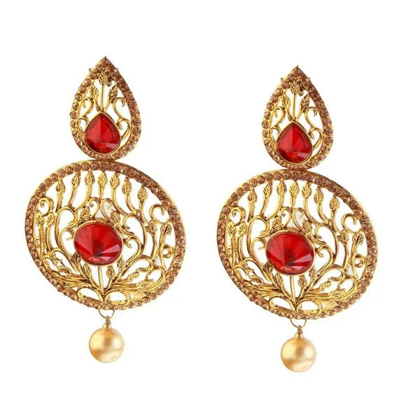 Freshwater Pearl Earrings-Kriaa Kundan Pearl Drop Gold Plated Dangler Earring - 1307401C