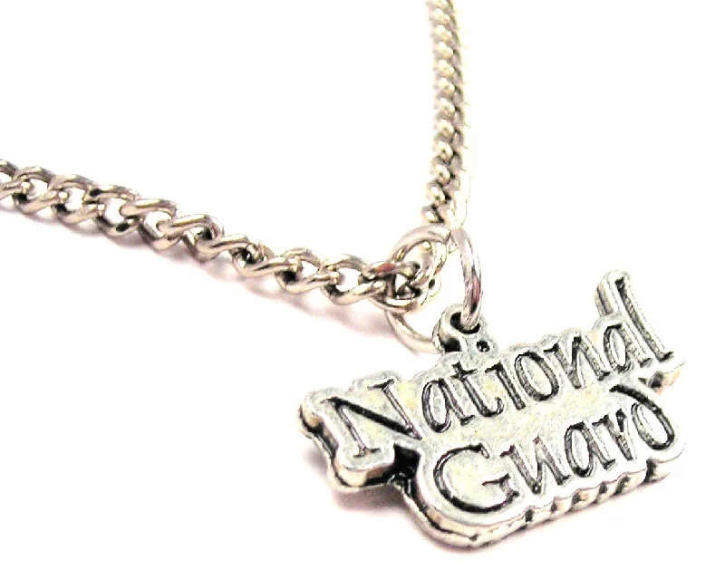 Casual Silver Necklace-National Guard Single Charm Necklace