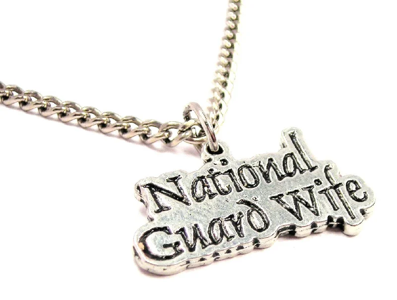 Women’s Gold Necklace-National Guard Wife Single Charm Necklace