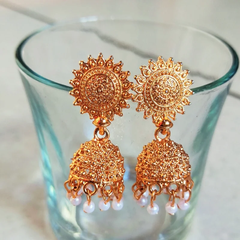 Long Dangle Earrings-H K Fashion Rose Gold Plated Jhumki Earrings