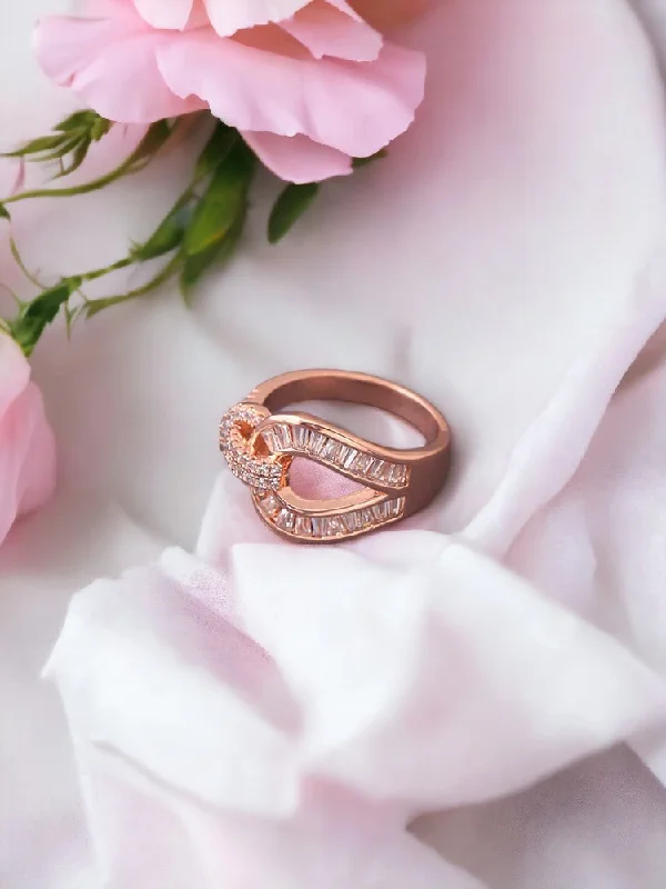 Large Emerald Ring-Rose Gold Kamesh Zirconia Ring - EOSS