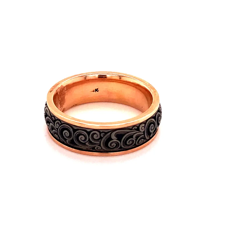 Men's Wedding Ring-Read Wilson Engraved Titanium & Rose Gold Band