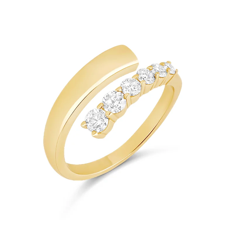 Handmade Gold Ring-Graduated Diamond/Solid Wrap Ring