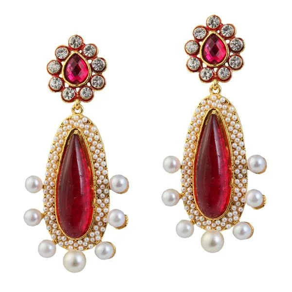 Gold Plated Earrings-Kriaa Gold Plated Stone Dangler Earrings - 1303793