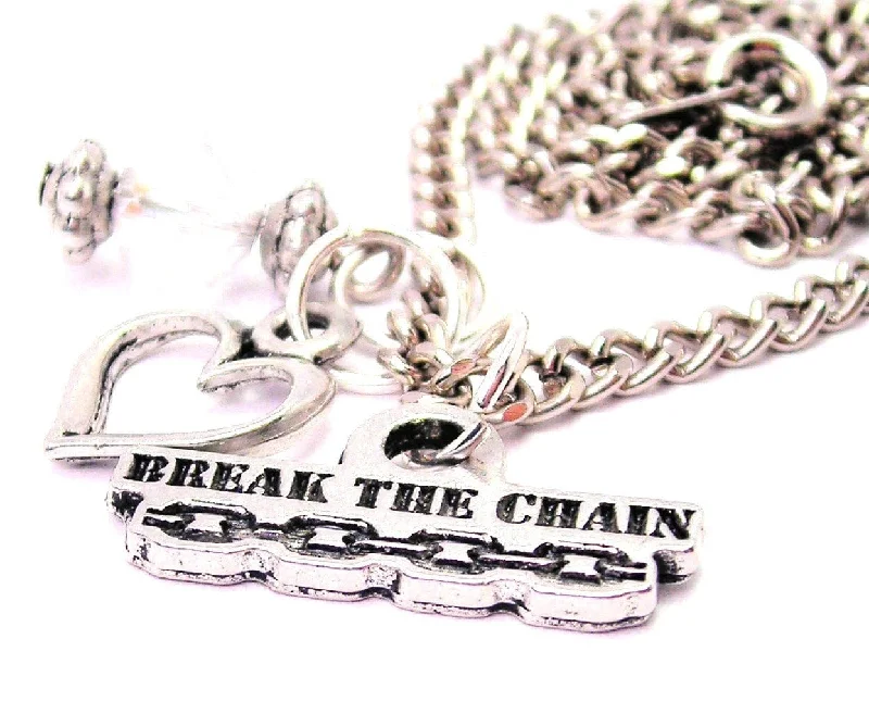 Unique Pendant Necklace-Break The Chain Necklace with Small Heart