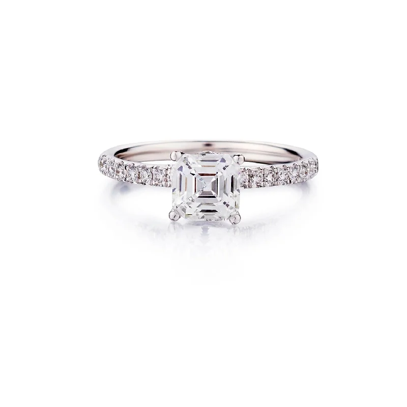 Wedding Ring with Yellow Diamonds-Square Emerald Cut Diamond Ring