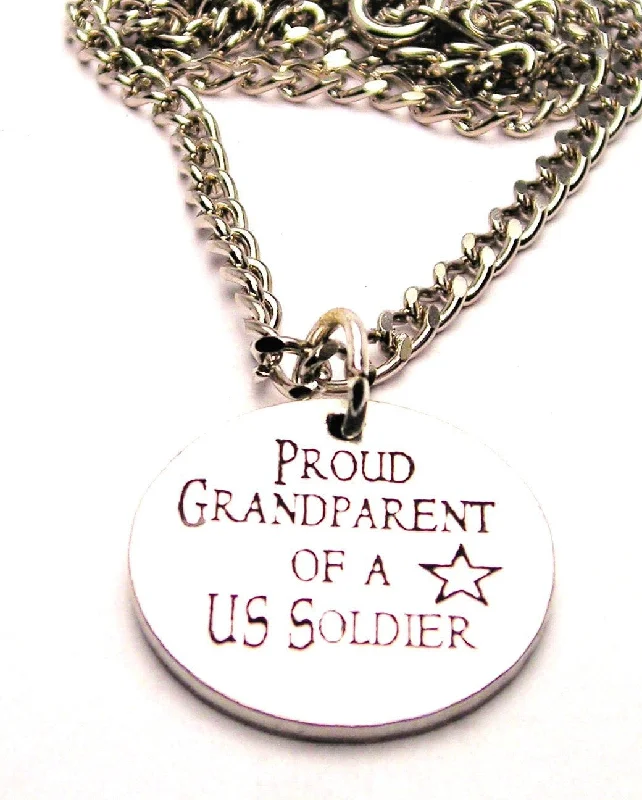 Retro Style Necklace-Proud Grandparent Of A Us Soldier Single Charm Necklace