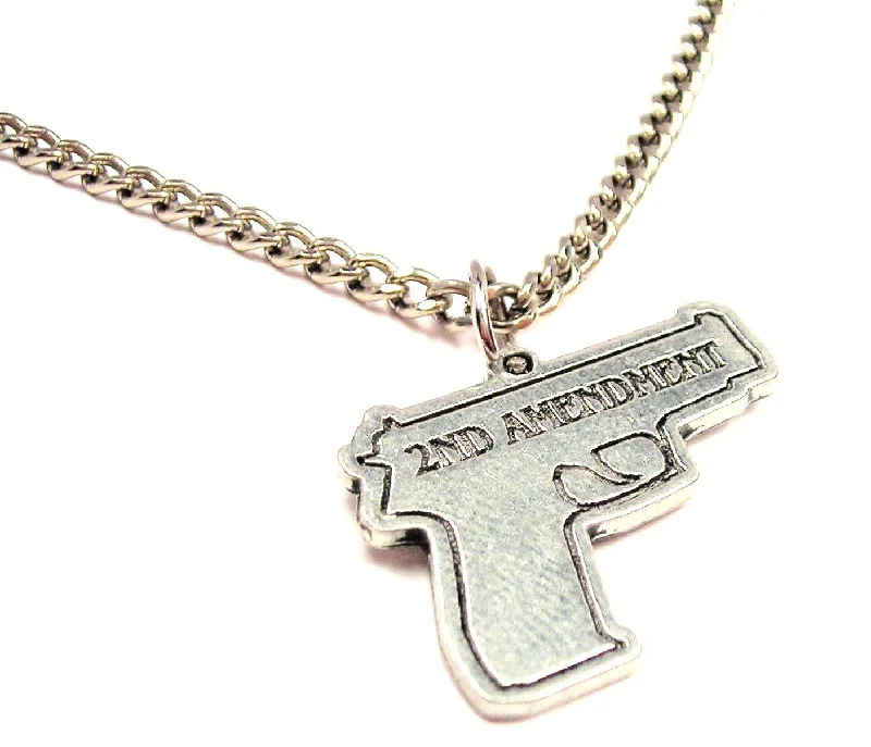 Bohemian Pendant Necklace-Second Amendment Hand Gun Single Charm Necklace