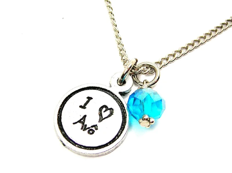 Trendy Long Necklace-I Love Avô Grandfather Child Handwriting Necklace With Crystal Accent