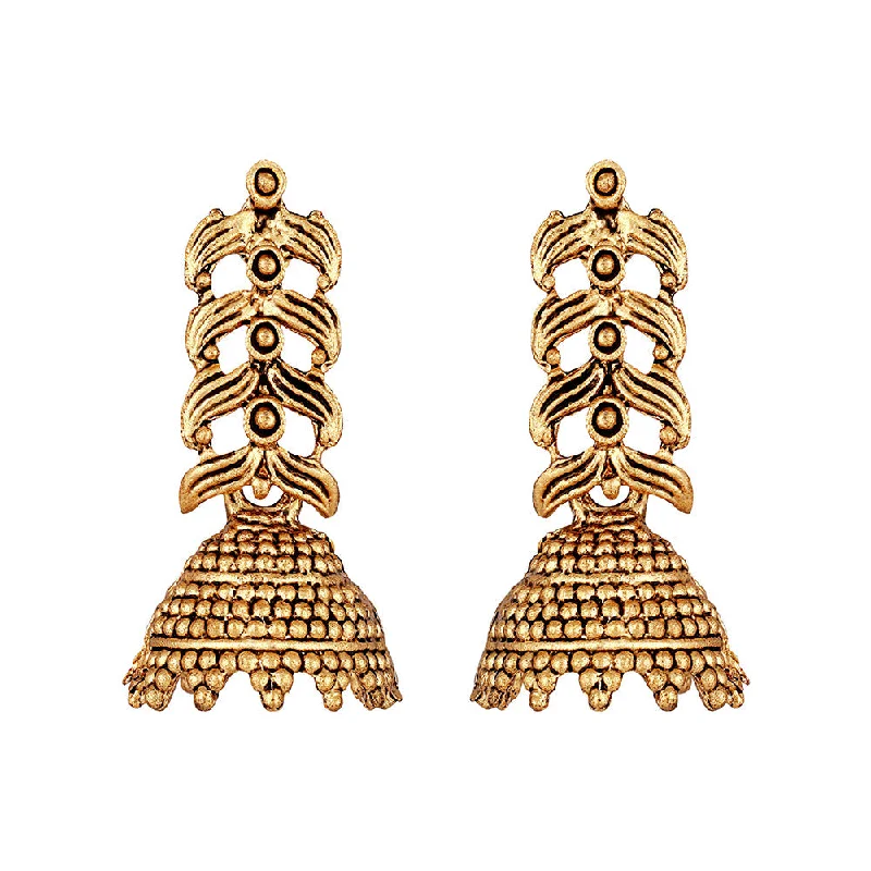 Hoop Earrings for Everyday-Shrishti Fashion Creative Leaf Gold Plated Jhumki Earring For Women