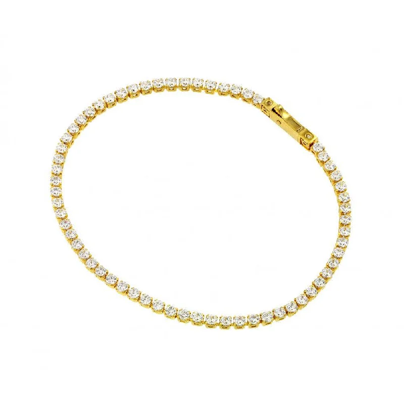 Bracelet with Silver Charms-Silver 925 Gold Plated CZ Box Bracelet - GMB00012GP