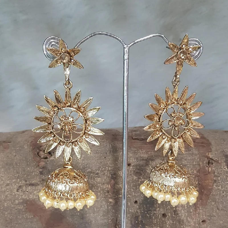 Silver Ring Earrings-Shreeji Gold Plated Jhumki Earrings