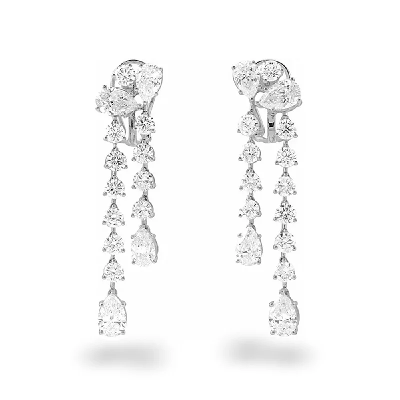 Art Deco Earrings-10.0 ct. Round and Pear Shape Diamond Dangle Earrings