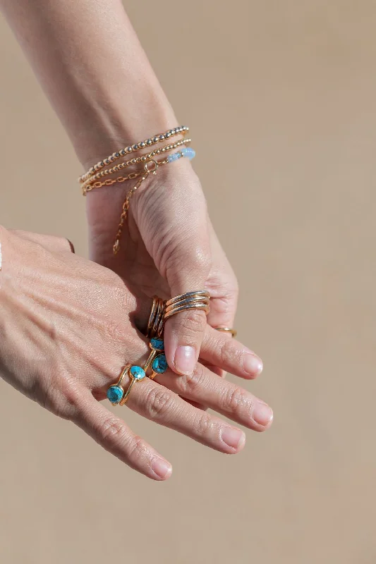 Stylish Gold Ring-Rose Cut Turquoise Ring - Malu