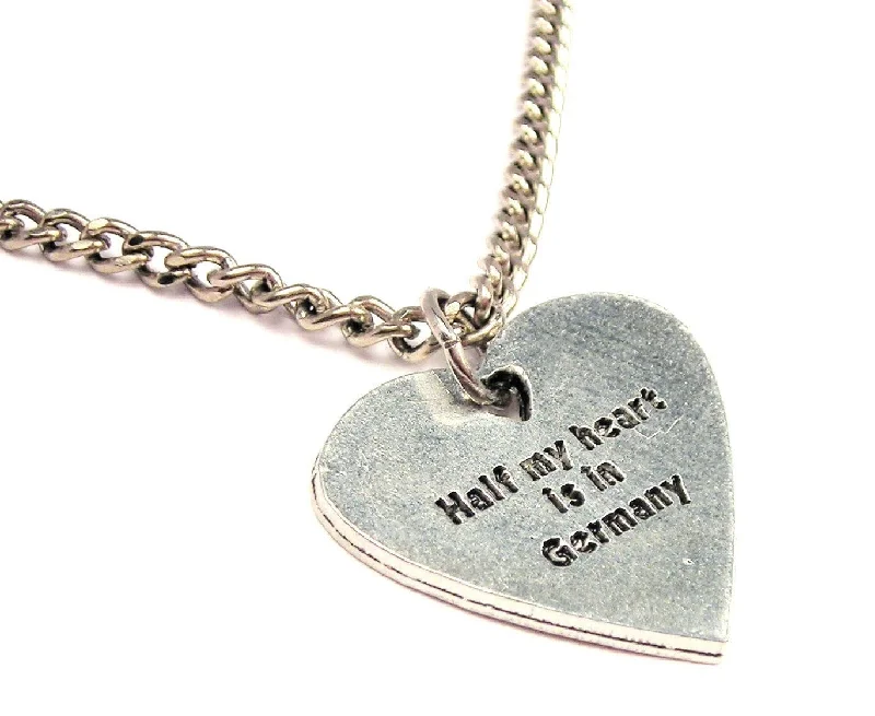 Sterling Silver Necklace-Half My Heart Is In Germany Single Charm Necklace