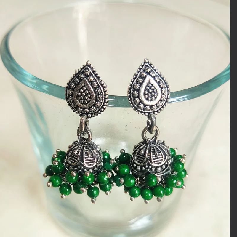 Silver Chandelier Earrings-H K Fashion Silver Plated Jhumki Earrings