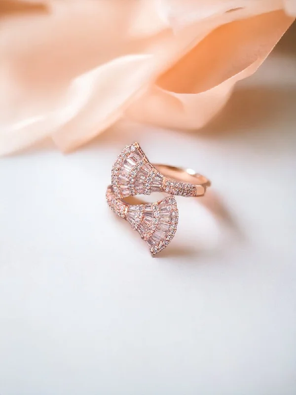 Custom Ring for Anniversary-Rose Gold Adjustable Gomer Zirconia Ring