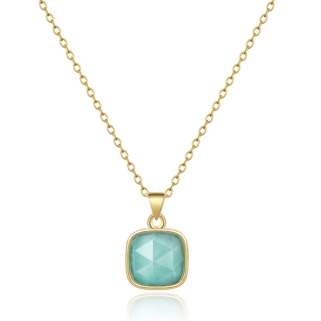 Crystal Pendant Necklace-14K Gold Plated Healing Crystal Necklace Natural Energy Stone Pendant Necklace - Amazonite