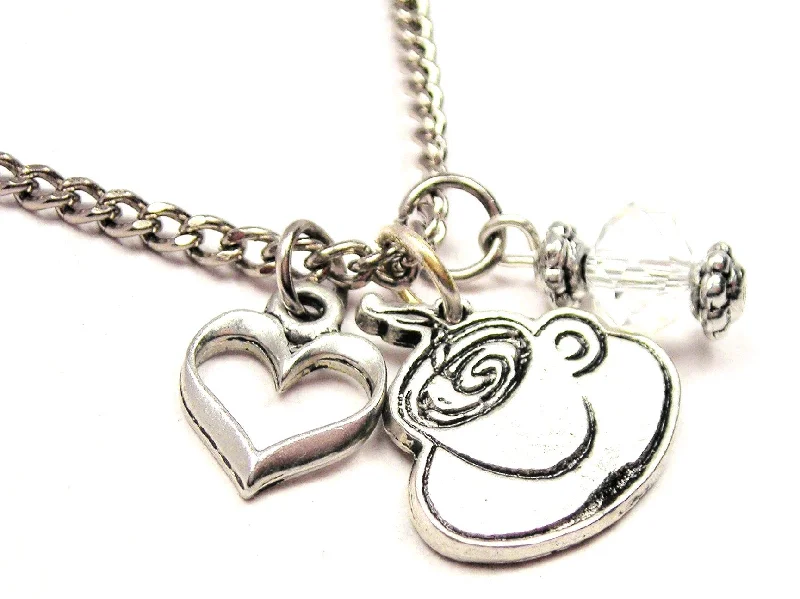 Custom Heart Necklace-Steaming Hot Coffee Necklace with Small Heart