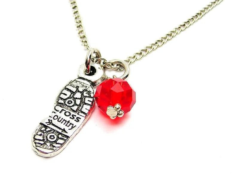 Custom Letter Necklace-Cross Country Shoe Print Single Charm Necklace