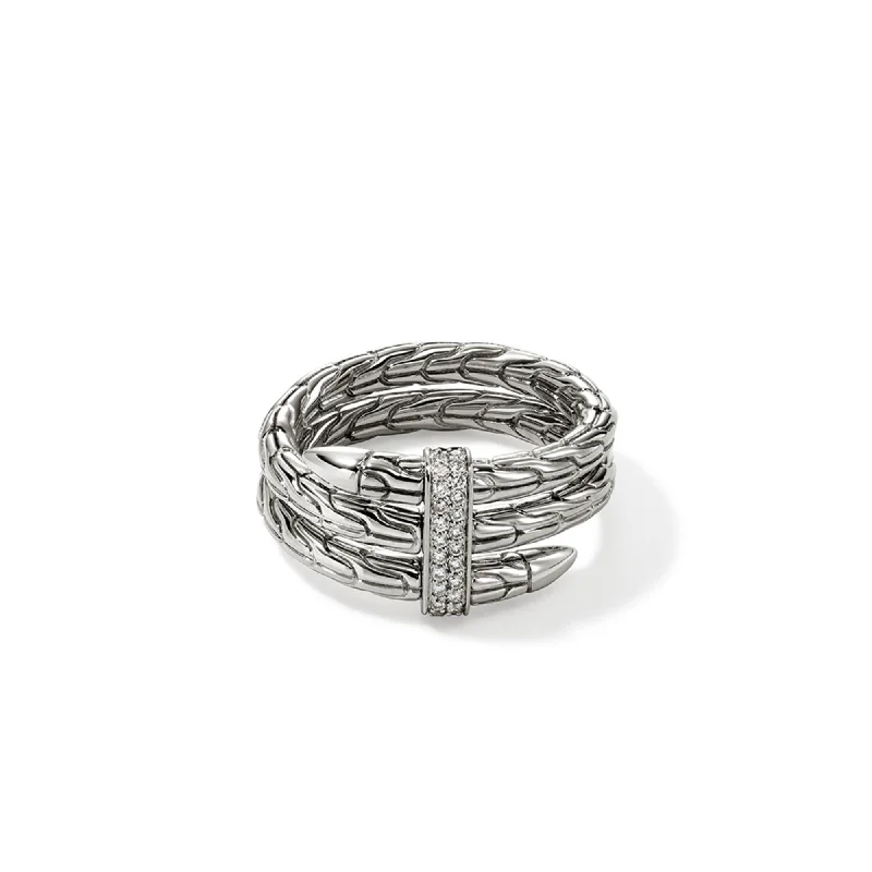 Round Cut Diamond Ring-John Hardy triple wrap diamond accent Spear collection ring