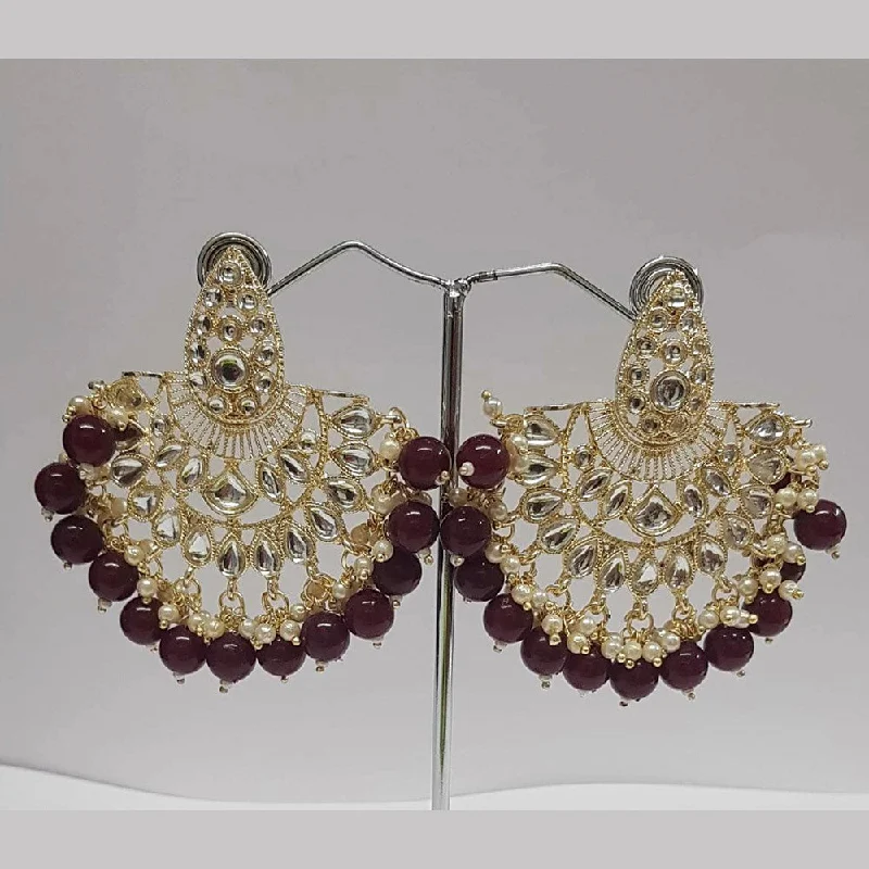 Glitter Earrings-Shreeji Kundan Stone Gold Plated Dangler Earrings - ShreejiEar26