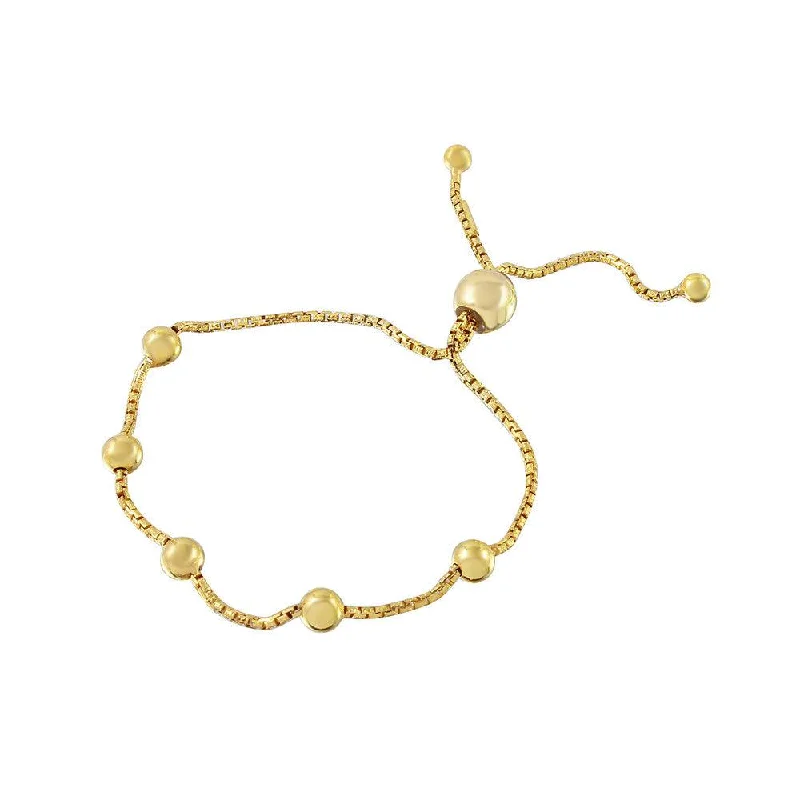 Luxury Cuff Bracelet-Silver 925 Gold Plated 8 Beaded Italian Lariat Bracelet - ARB00017GP