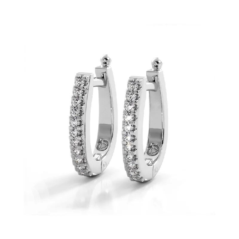 Elegant Diamond Hoop Earrings-0.75 ctw. Classic Round Diamond Oval Hoop Earrings